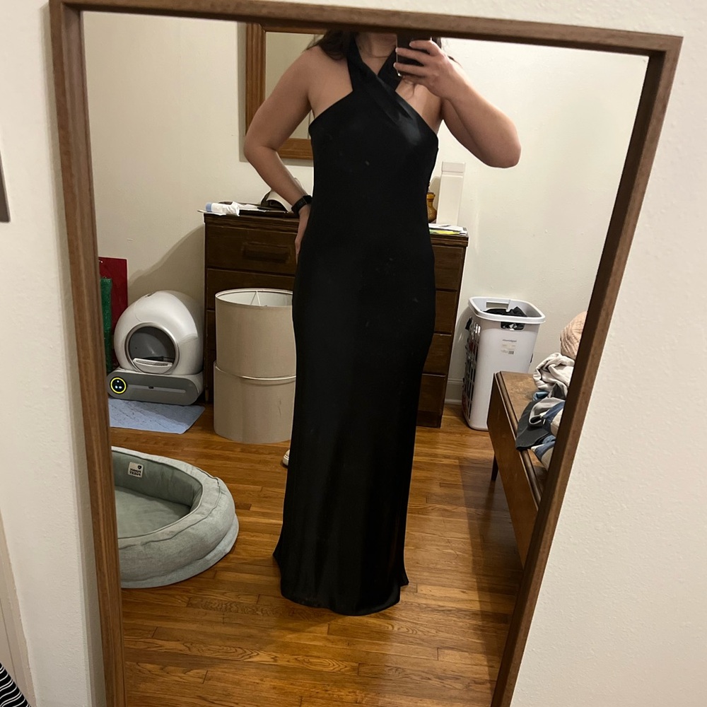 Elegant Black Halter Maxi Dress